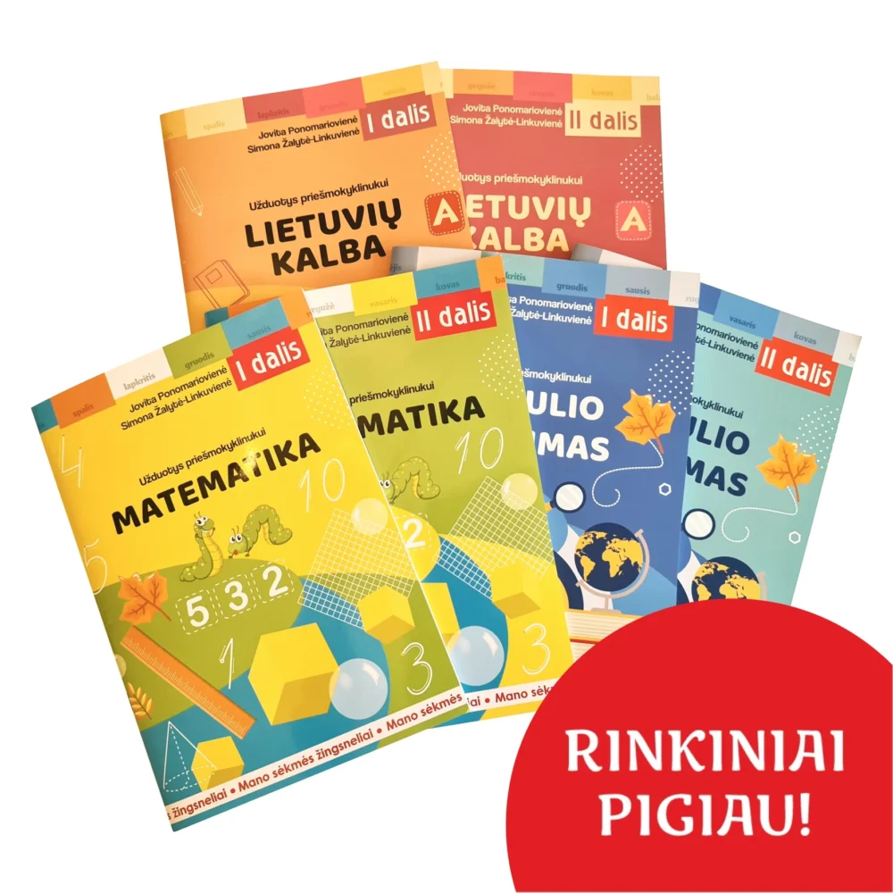 Užduotys priešmokyklinukui, komplektas, 6 dalys